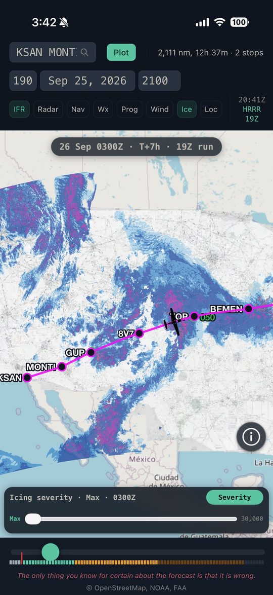 In-flight icing layer with an altitude control